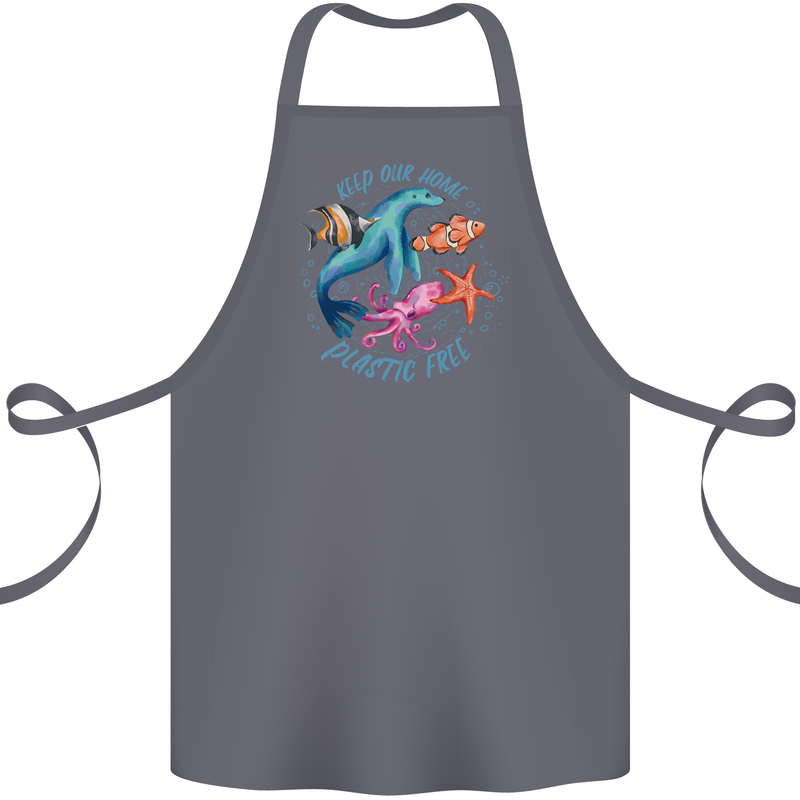Plastic Free Climate Change Octopus Ocean Fish Cotton Apron 100% Organic Steel