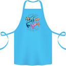 Plastic Free Climate Change Octopus Ocean Fish Cotton Apron 100% Organic Turquoise
