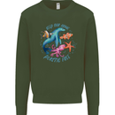 Plastic Free Climate Change Octopus Ocean Fish Kids Sweatshirt Jumper Forest Green