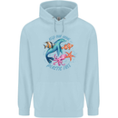 Plastic Free Climate Change Octopus Ocean Fish Mens 80% Cotton Hoodie Light Blue