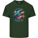 Plastic Free Climate Change Octopus Ocean Fish Mens Cotton T-Shirt Tee Top Forest Green