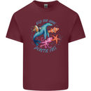 Plastic Free Climate Change Octopus Ocean Fish Mens Cotton T-Shirt Tee Top Maroon