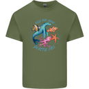 Plastic Free Climate Change Octopus Ocean Fish Mens Cotton T-Shirt Tee Top Military Green