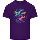 Plastic Free Climate Change Octopus Ocean Fish Mens Cotton T-Shirt Tee Top Purple