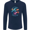 Plastic Free Climate Change Octopus Ocean Fish Mens Long Sleeve T-Shirt Navy Blue