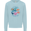 Plastic Free Climate Change Octopus Ocean Fish Mens Sweatshirt Jumper Light Blue