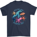 Plastic Free Climate Change Octopus Ocean Fish Mens T-Shirt 100% Cotton Navy Blue