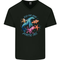 Plastic Free Climate Change Octopus Ocean Fish Mens V-Neck Cotton T-Shirt Black