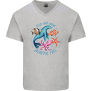 Plastic Free Climate Change Octopus Ocean Fish Mens V-Neck Cotton T-Shirt Sports Grey