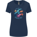 Plastic Free Climate Change Octopus Ocean Fish Womens Wider Cut T-Shirt Navy Blue