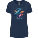 Plastic Free Climate Change Octopus Ocean Fish Womens Wider Cut T-Shirt Navy Blue