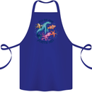 Plastic Free Climate Change Octopus Seal Fish Cotton Apron 100% Organic Royal Blue