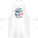 Plastic Free Climate Change Octopus Seal Fish Cotton Apron 100% Organic White