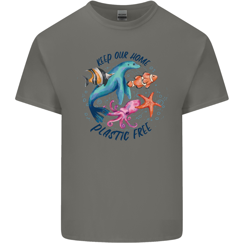 Plastic Free Climate Change Octopus Seal Fish Kids T-Shirt Childrens Charcoal