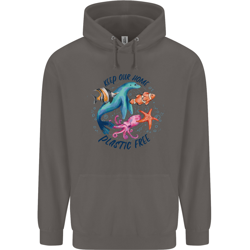 Plastic Free Climate Change Octopus Seal Fish Mens 80% Cotton Hoodie Charcoal