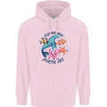 Plastic Free Climate Change Octopus Seal Fish Mens 80% Cotton Hoodie Light Pink
