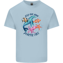 Plastic Free Climate Change Octopus Seal Fish Mens Cotton T-Shirt Tee Top Light Blue