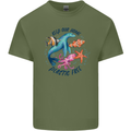 Plastic Free Climate Change Octopus Seal Fish Mens Cotton T-Shirt Tee Top Military Green