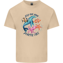 Plastic Free Climate Change Octopus Seal Fish Mens Cotton T-Shirt Tee Top Sand