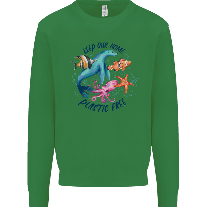 Plastic Free Climate Change Octopus Seal Fish Mens Sweatshirt Jumper Irish Green