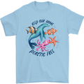 Plastic Free Climate Change Octopus Seal Fish Mens T-Shirt 100% Cotton Light Blue