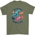 Plastic Free Climate Change Octopus Seal Fish Mens T-Shirt 100% Cotton Military Green