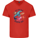 Plastic Free Climate Change Octopus Seal Fish Mens V-Neck Cotton T-Shirt Red