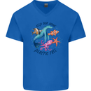 Plastic Free Climate Change Octopus Seal Fish Mens V-Neck Cotton T-Shirt Royal Blue