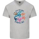 Plastic Free Climate Change Octopus Seal Fish Mens V-Neck Cotton T-Shirt Sports Grey