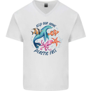 Plastic Free Climate Change Octopus Seal Fish Mens V-Neck Cotton T-Shirt White