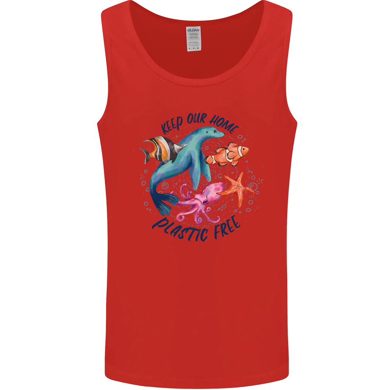 Plastic Free Climate Change Octopus Seal Fish Mens Vest Tank Top Red