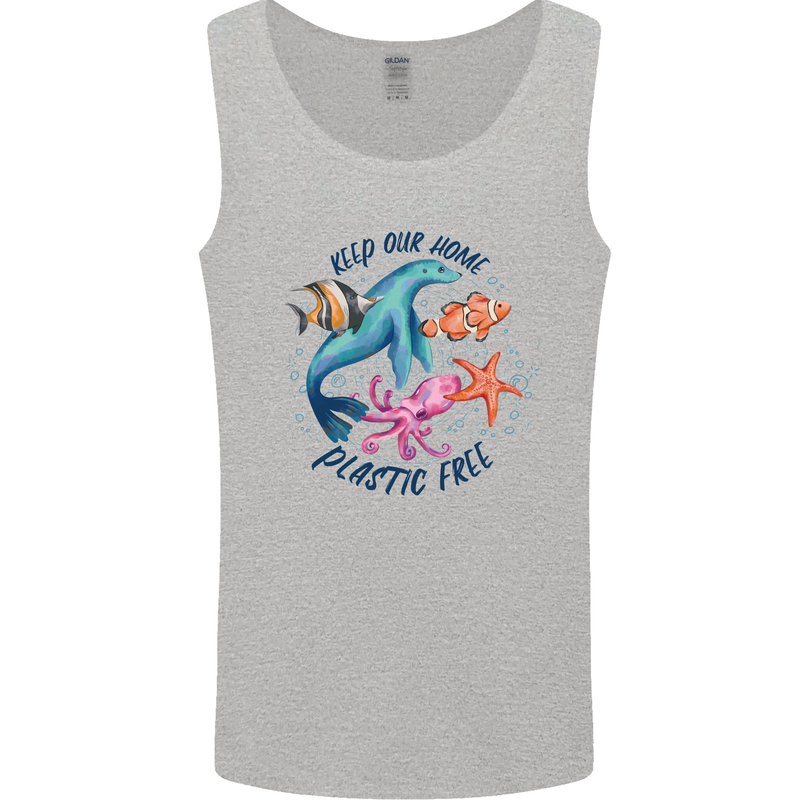 Plastic Free Climate Change Octopus Seal Fish Mens Vest Tank Top Sports Grey