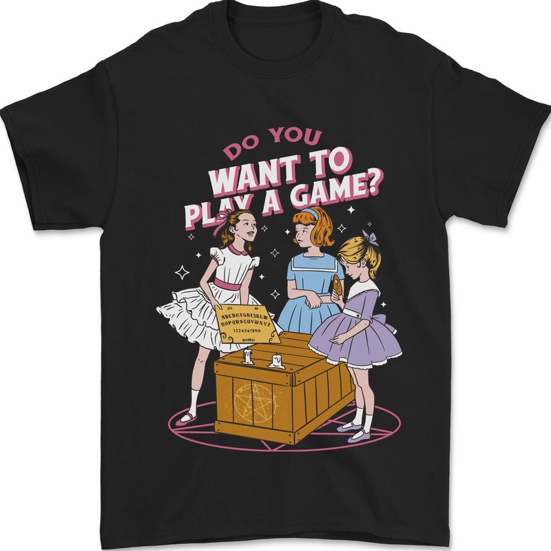 Play a Game Kids Grim Reaper Ouija Board Mens T-Shirt 100% Cotton Black