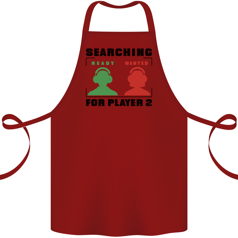 Player Two Wanted Funny Singles Day Gamer Cotton Apron 100% Organic Maroon