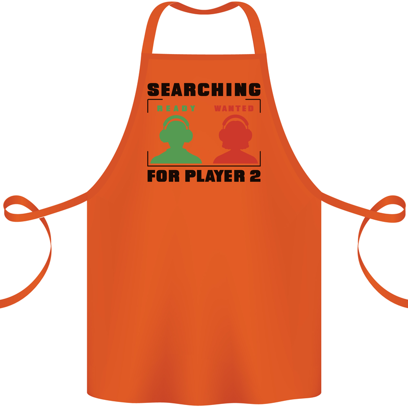 Player Two Wanted Funny Singles Day Gamer Cotton Apron 100% Organic Orange
