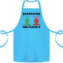 Player Two Wanted Funny Singles Day Gamer Cotton Apron 100% Organic Turquoise