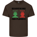 Player Two Wanted Funny Singles Day Gamer Mens Cotton T-Shirt Tee Top Dark Chocolate