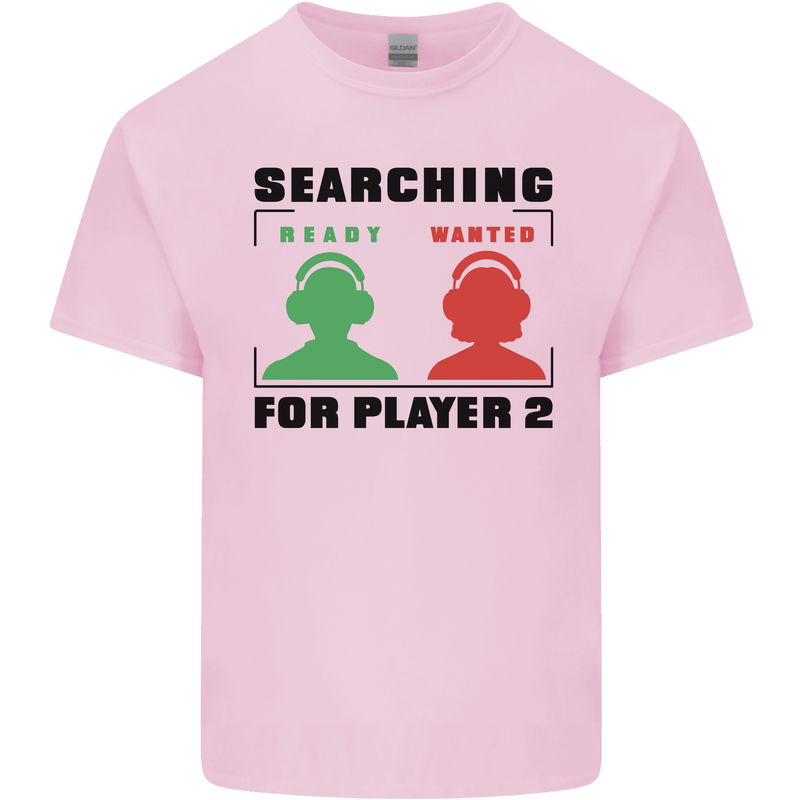 Player Two Wanted Funny Singles Day Gamer Mens Cotton T-Shirt Tee Top Light Pink