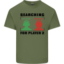 Player Two Wanted Funny Singles Day Gamer Mens Cotton T-Shirt Tee Top Military Green