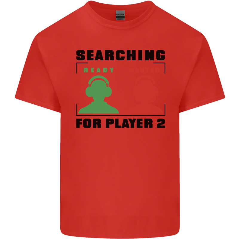 Player Two Wanted Funny Singles Day Gamer Mens Cotton T-Shirt Tee Top Red