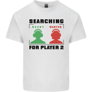 Player Two Wanted Funny Singles Day Gamer Mens Cotton T-Shirt Tee Top White