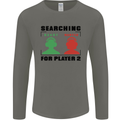 Player Two Wanted Funny Singles Day Gamer Mens Long Sleeve T-Shirt Charcoal