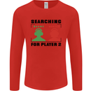 Player Two Wanted Funny Singles Day Gamer Mens Long Sleeve T-Shirt Red