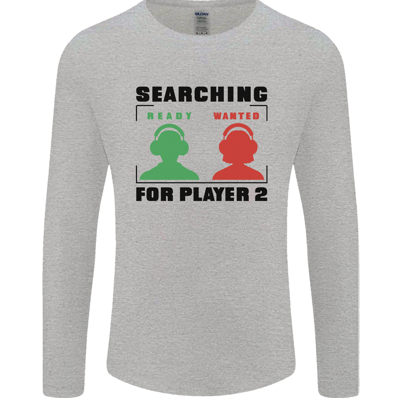 Player Two Wanted Funny Singles Day Gamer Mens Long Sleeve T-Shirt Sports Grey