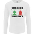 Player Two Wanted Funny Singles Day Gamer Mens Long Sleeve T-Shirt White
