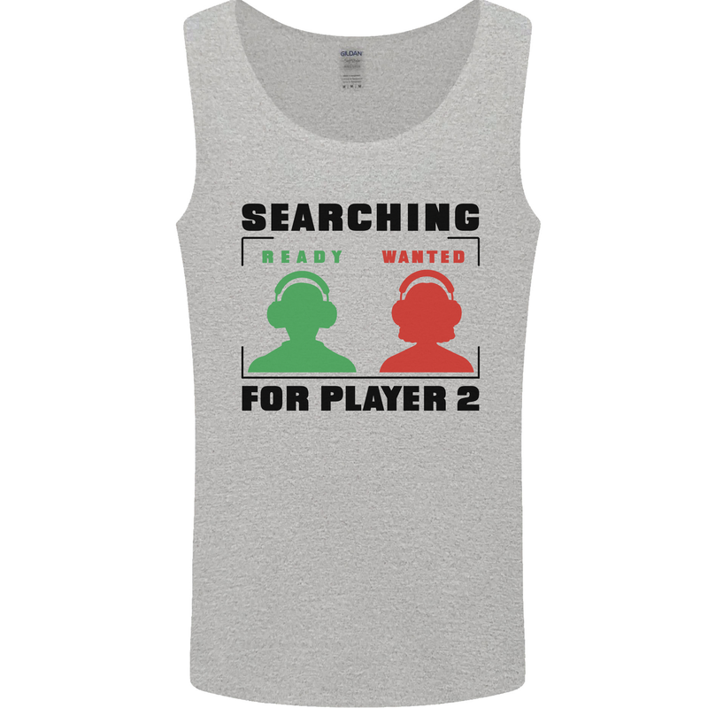 Player Two Wanted Funny Singles Day Gamer Mens Vest Tank Top Sports Grey