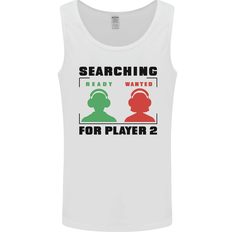 Player Two Wanted Funny Singles Day Gamer Mens Vest Tank Top White