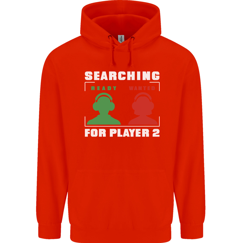 Player Two Wanted Funny Singles Day Gaming Childrens Kids Hoodie Bright Red