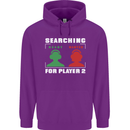 Player Two Wanted Funny Singles Day Gaming Childrens Kids Hoodie Purple