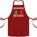 Player Two Wanted Funny Singles Day Gaming Cotton Apron 100% Organic Maroon